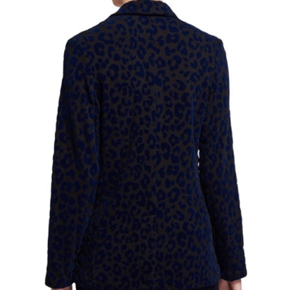 Majestic Filatures Women's Sz 2/Small Velvet Leopard Print One Button Blazer - Picture 2 of 12